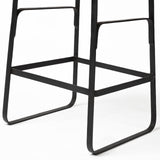 Conan 25" Seat Height Brown Wood Seat Black Metal Frame Counter Stool by Mercana at Eve Furniture