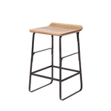 Conan 25" Seat Height Brown Wood Seat Black Metal Frame Counter Stool by Mercana at Eve Furniture