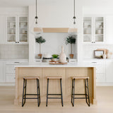 Conan Brown Wood Seat Black Metal Frame Counter Stool by Mercana at Eve Furniture
