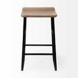 Conan Brown Wood Seat Black Metal Frame Counter Stool by Mercana at Eve Furniture