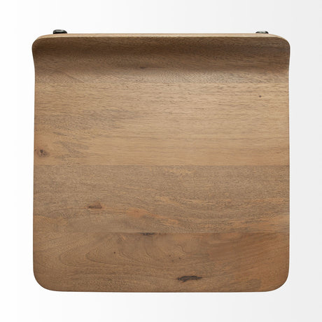 Conan Brown Wood Seat Black Metal Frame Counter Stool by Mercana at Eve Furniture