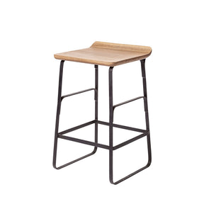 Conan Brown Wood Seat Black Metal Frame Counter Stool by Mercana at Eve Furniture