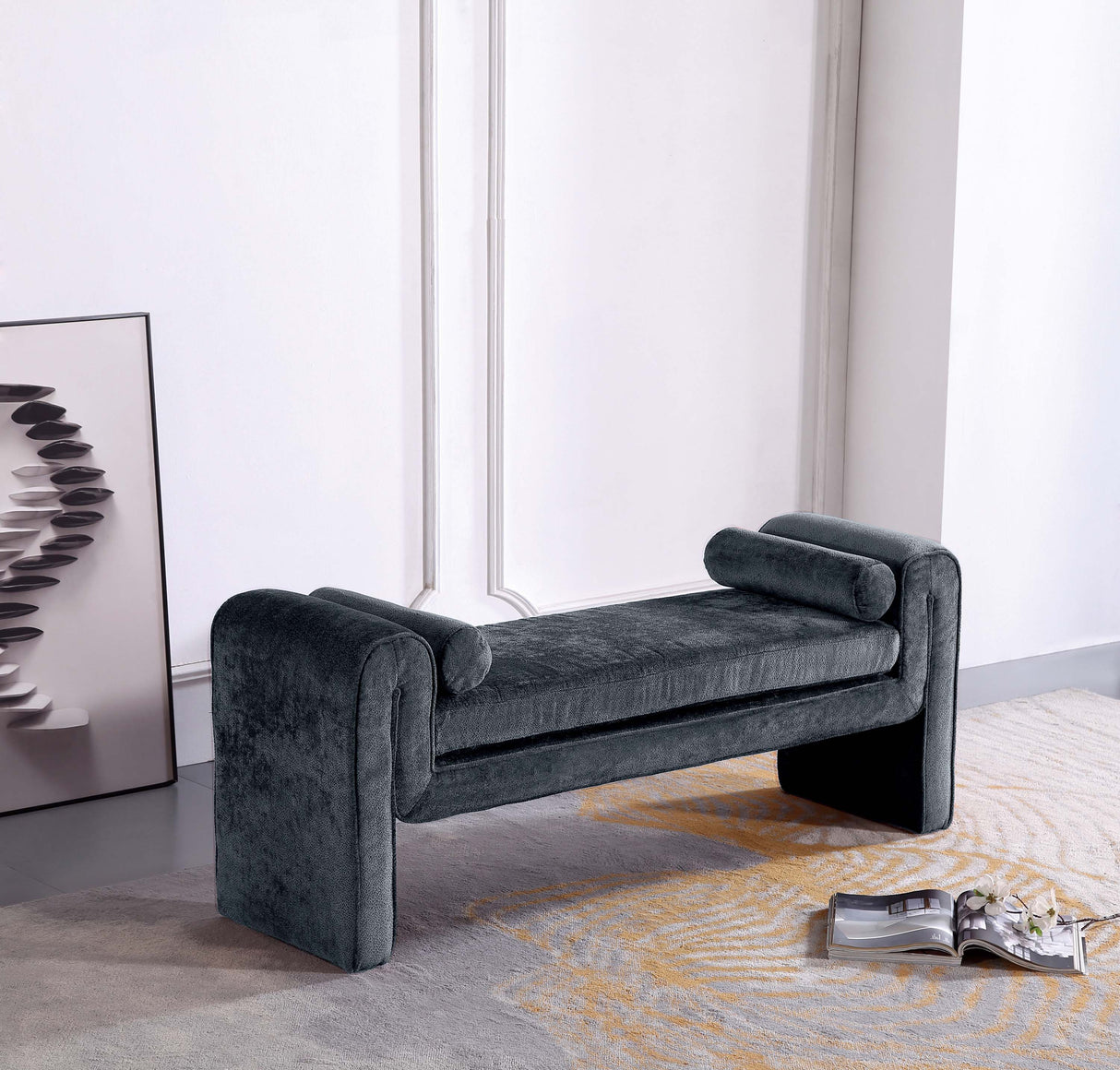 Concord Bench in Black by Manhattan Comfort at Eve Furniture