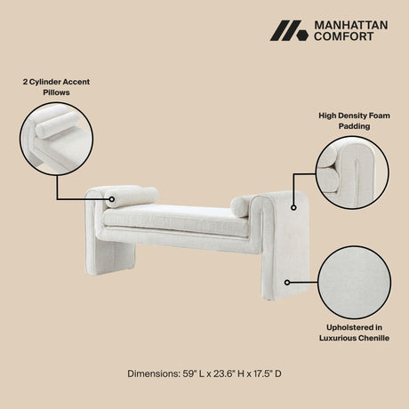Concord Bench in Ivory by Manhattan Comfort at Eve Furniture