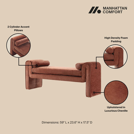 Concord Bench in Terracotta by Manhattan Comfort at Eve Furniture