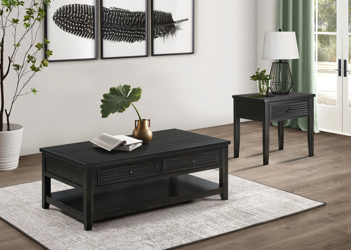 Concord Distressed Java 2-Drawer Rectangular Coffee Table by Coaster at Eve Furniture