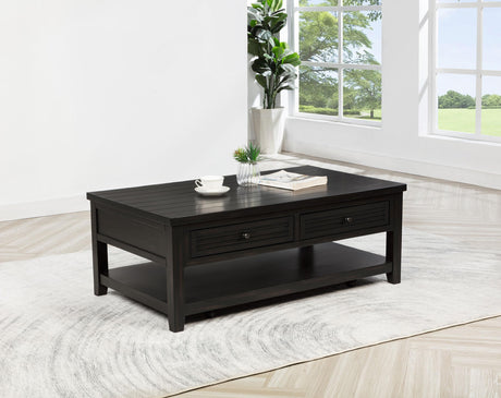 Concord Distressed Java 2-Drawer Rectangular Coffee Table by Coaster at Eve Furniture