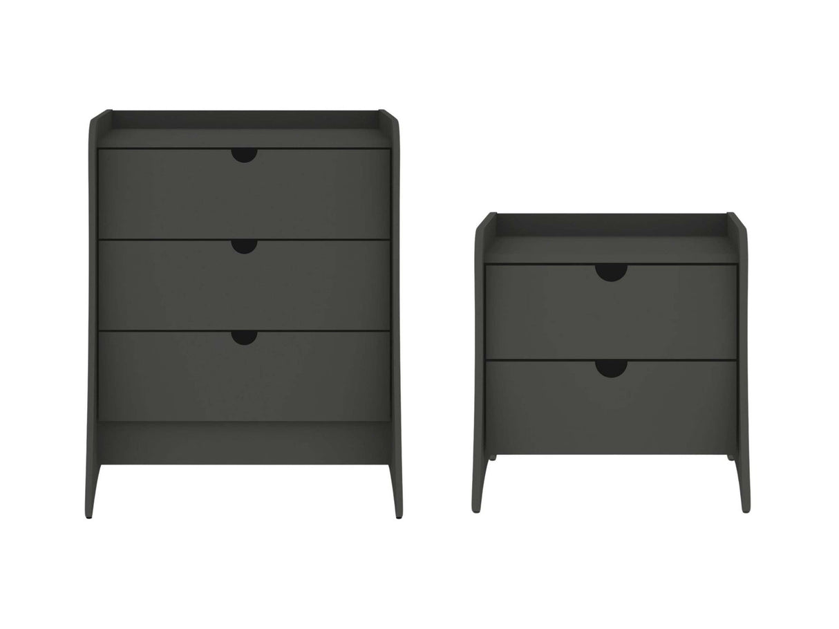Coney 2-Piece Dresser and Nightstand in Grey by Manhattan Comfort at Eve Furniture