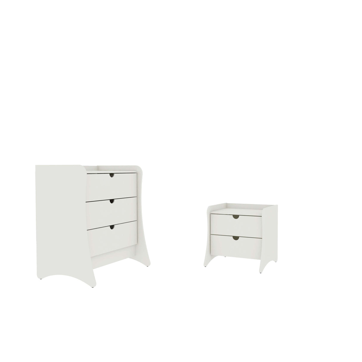 Coney 2-Piece Dresser and Nightstand in White by Manhattan Comfort at Eve Furniture