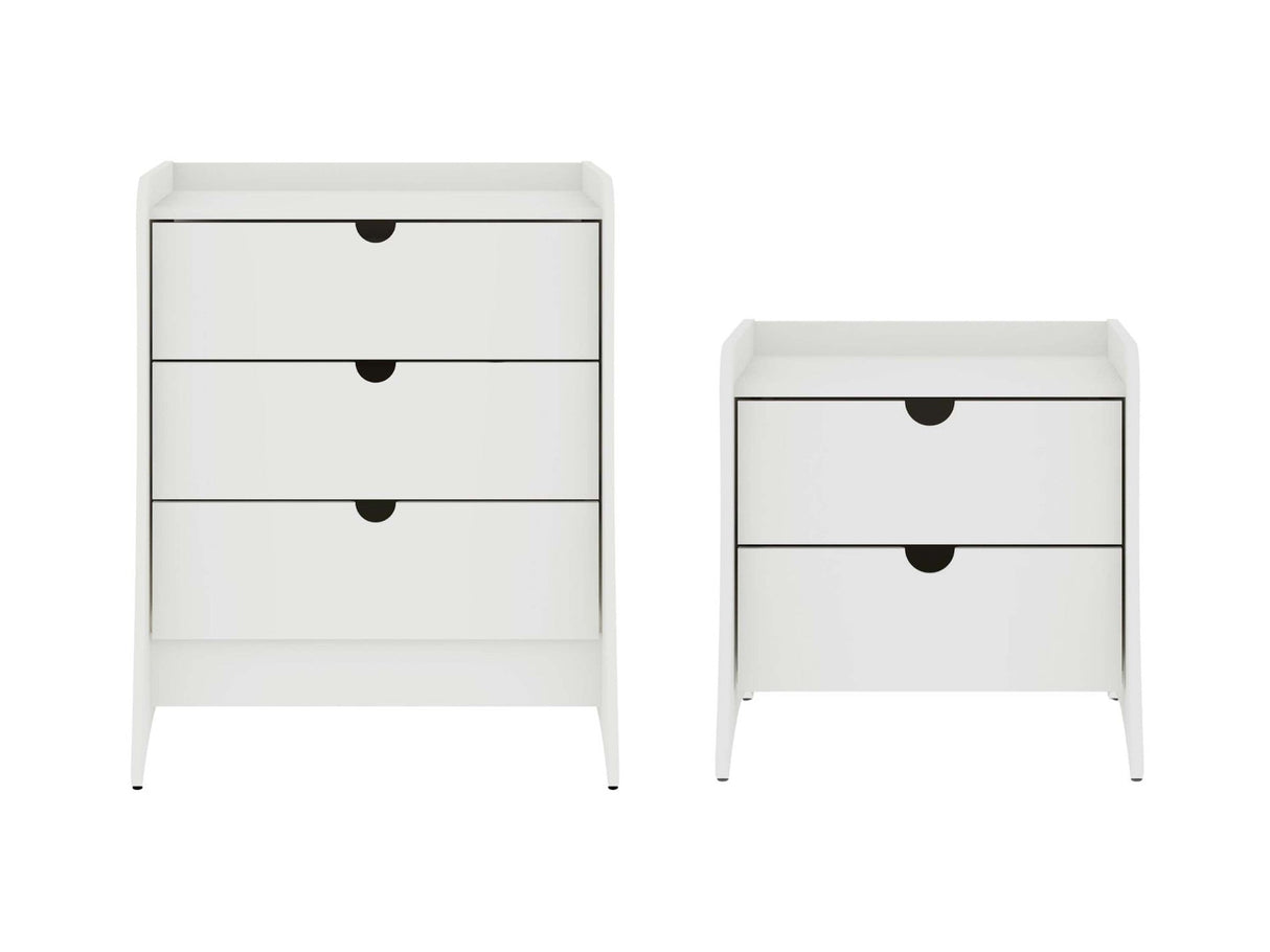 Coney 2-Piece Dresser and Nightstand in White by Manhattan Comfort at Eve Furniture