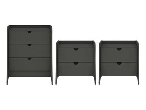 Coney 3-Piece Dresser and 2 Nightstands in Grey by Manhattan Comfort at Eve Furniture