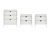 Coney 3-Piece Dresser and 2 Nightstands in White by Manhattan Comfort at Eve Furniture