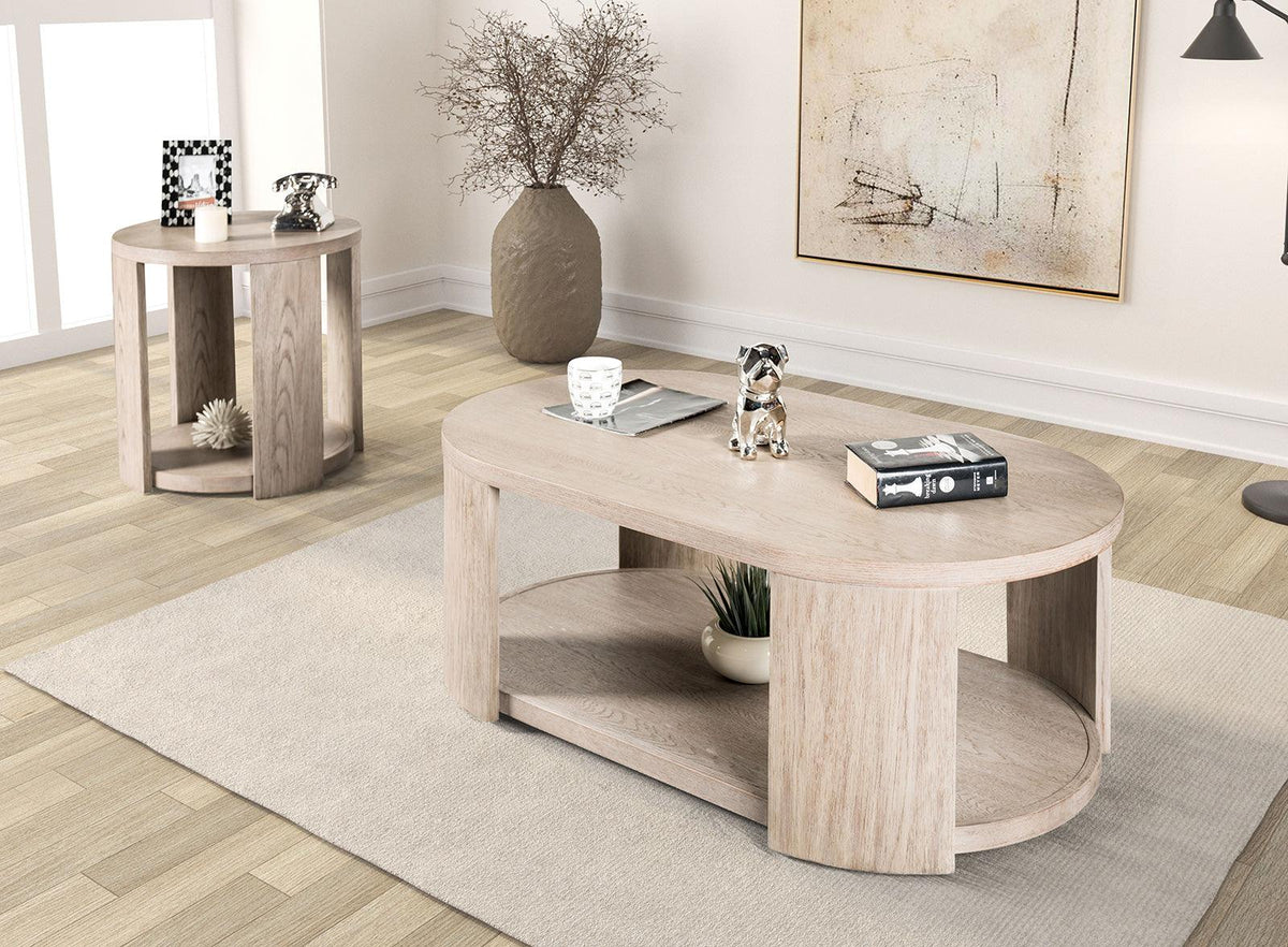 Conisbrough Oak Oval Cocktail Table by Furniture of America at Eve Furniture