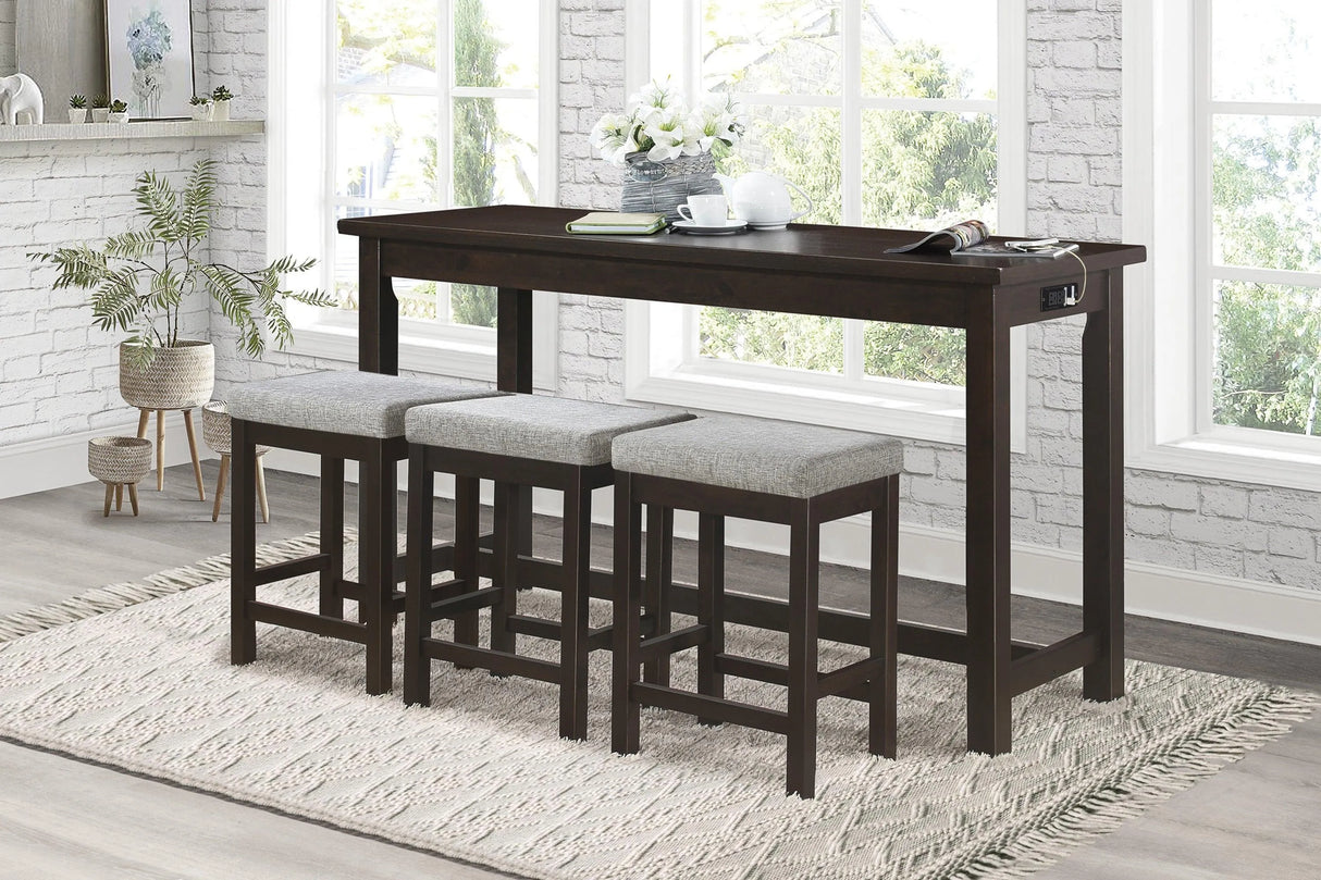 Connected Espresso 4-Piece Counter Height Set by Homelegance at Eve Furniture