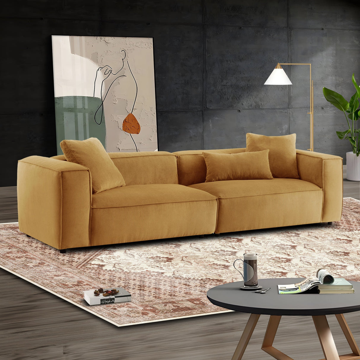 Conrad Cognac Corduroy Large Sofa