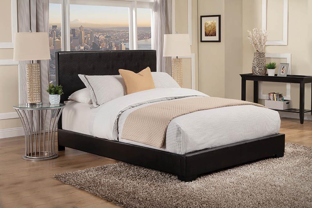 Conner Eastern King Upholstered Panel Bed Black