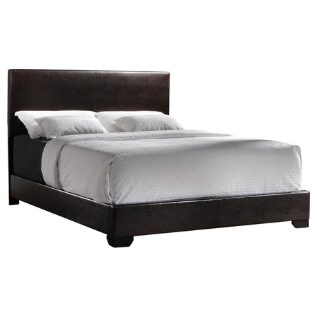 Conner Eastern King Upholstered Panel Bed Dark Brown