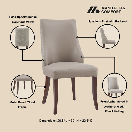 Connie Dining Chair in Taupe (set of 2) by Manhattan Comfort at Eve Furniture