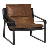 Connor Club Chair Open Road Brown Leather by Moe's Home at Eve Furniture