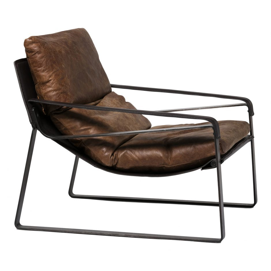 Connor Club Chair Open Road Brown Leather by Moe's Home at Eve Furniture