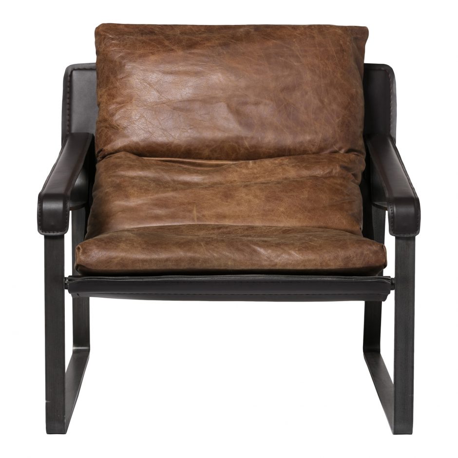 Connor Club Chair Open Road Brown Leather by Moe's Home at Eve Furniture