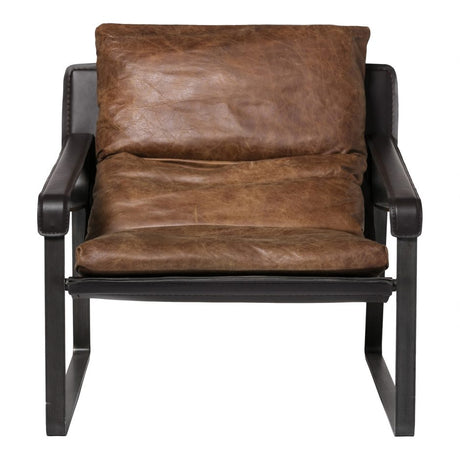 Connor Club Chair Open Road Brown Leather by Moe's Home at Eve Furniture