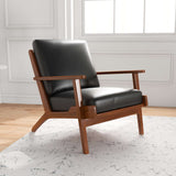 Connor Solid Wood Genuine Leather Lounge Chair Antique Tan
