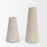 Cono Off-White Marble Cone Shaped Candle Holders (Set of 2) by Mercana at Eve Furniture