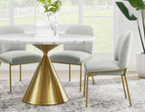 Conrad 5-Piece 48″ Round White Marble Dining Set with Gold Base