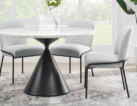 Conrad Black/White Round Marble Top Dining Room Set by Steve Silver at Eve Furniture