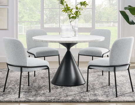 Conrad Black/White Round Marble Top Dining Room Set by Steve Silver at Eve Furniture