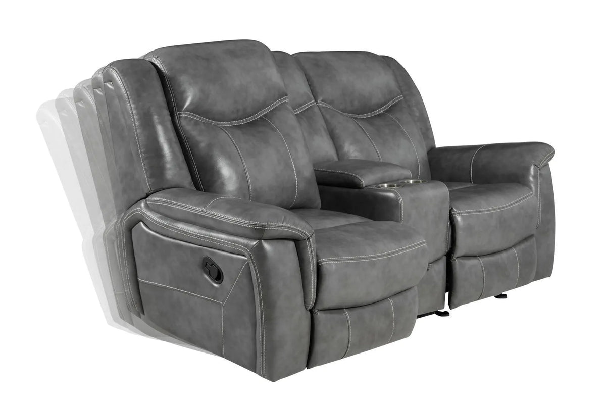 Conrad Gray Upholstered Motion Loveseat Cool by Coaster at Eve Furniture