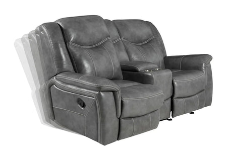 Conrad Gray Upholstered Motion Loveseat Cool by Coaster at Eve Furniture