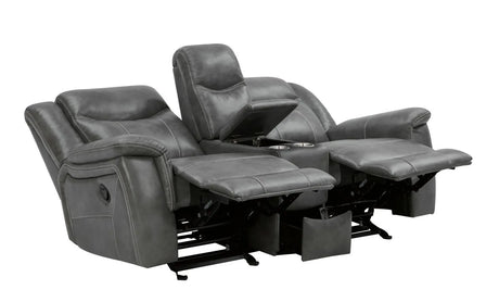 Conrad Gray Upholstered Motion Loveseat Cool by Coaster at Eve Furniture