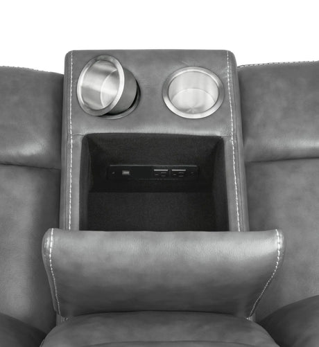 Conrad Gray Upholstered Motion Loveseat Cool by Coaster at Eve Furniture