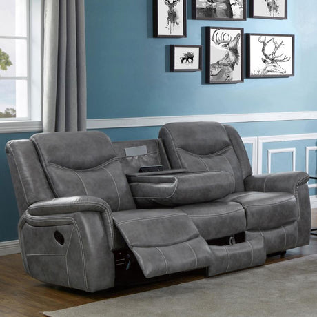 Conrad Gray Upholstered Motion Sofa Cool by Coaster at Eve Furniture