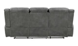 Conrad Gray Upholstered Motion Sofa Cool by Coaster at Eve Furniture