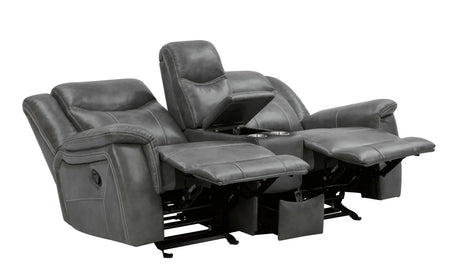 Conrad Gray Upholstered Padded Arm Reclining Living Room Set by Coaster at Eve Furniture