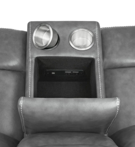 Conrad Gray Upholstered Padded Arm Reclining Living Room Set by Coaster at Eve Furniture