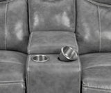 Conrad Grey 2-piece Upholstered Padded Arm Motion Sofa Set by Coaster at Eve Furniture