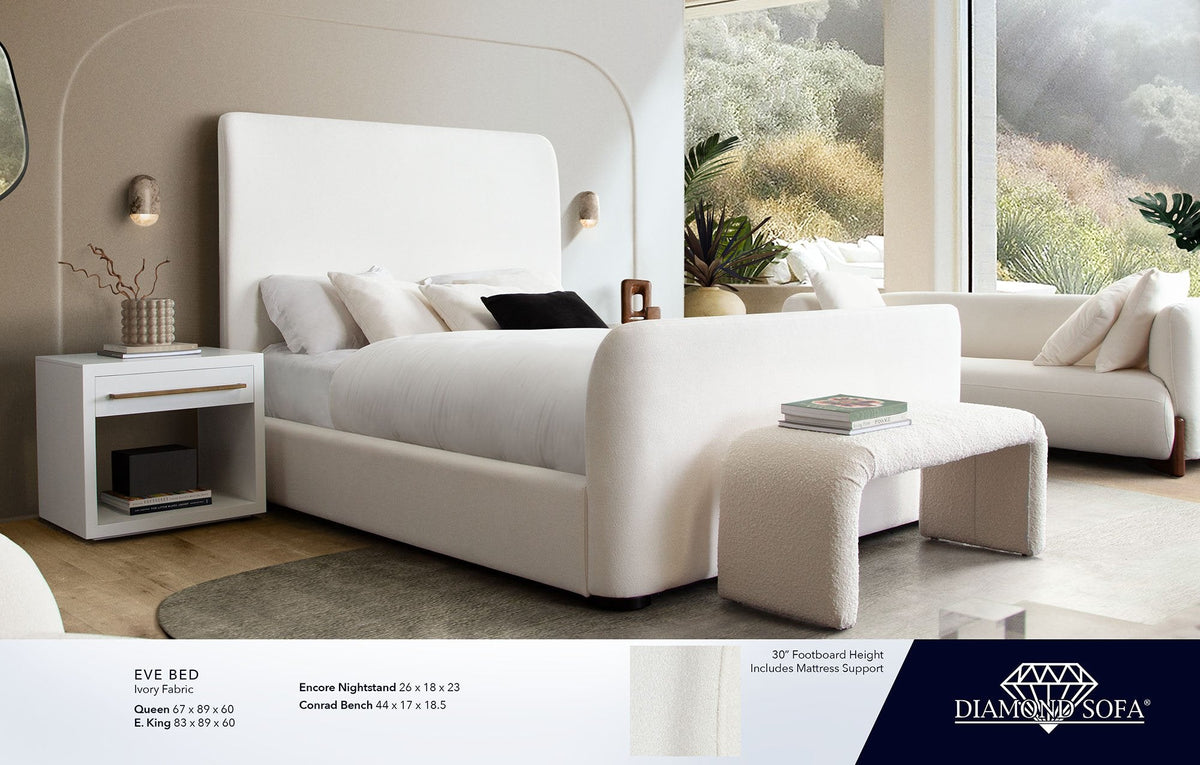 Conrad Ivory Boucle Bench by Diamond Sofa at Eve Furniture