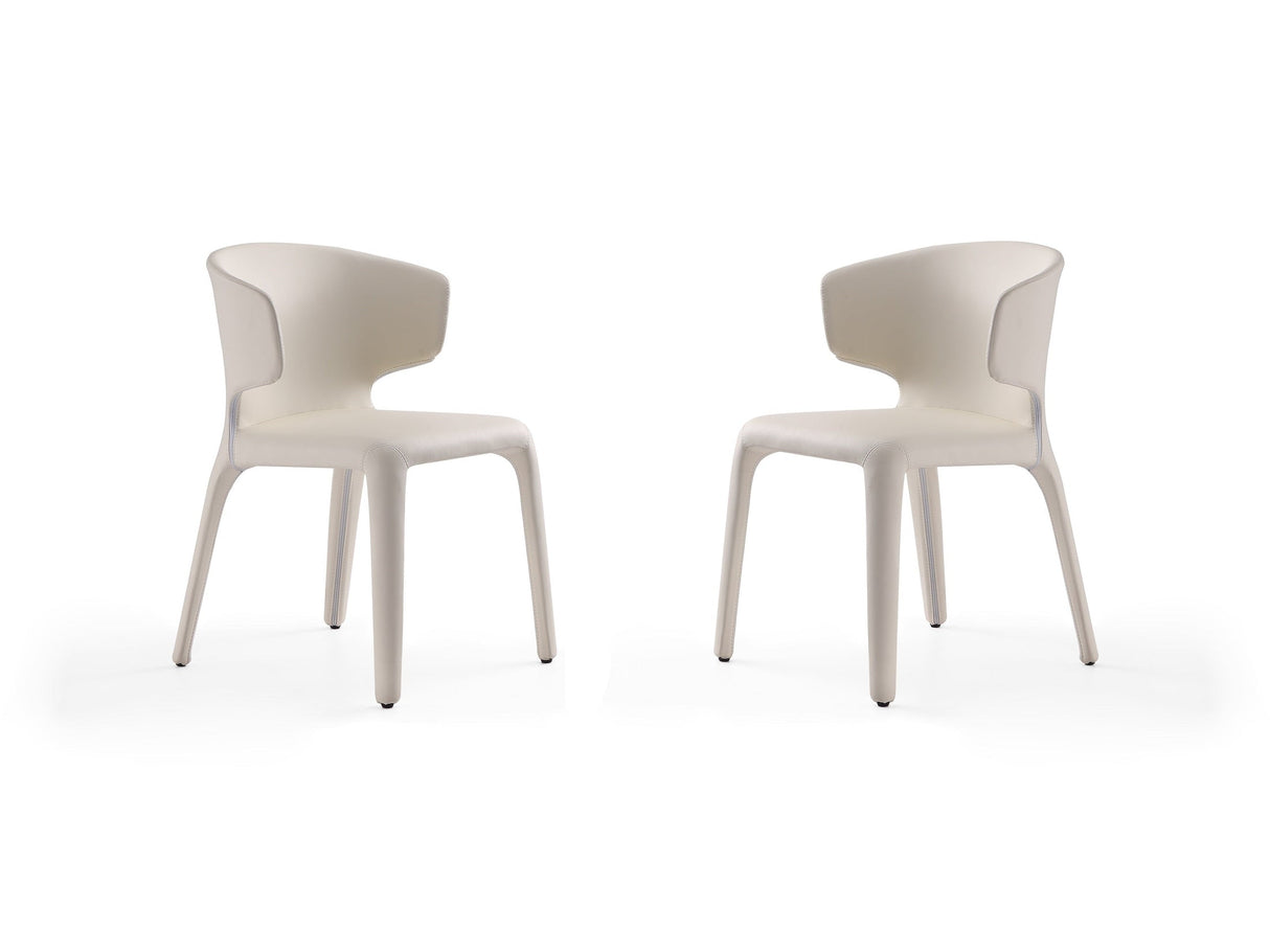 Conrad Leather Dining Chair in Cream (set of 2) by Manhattan Comfort at Eve Furniture