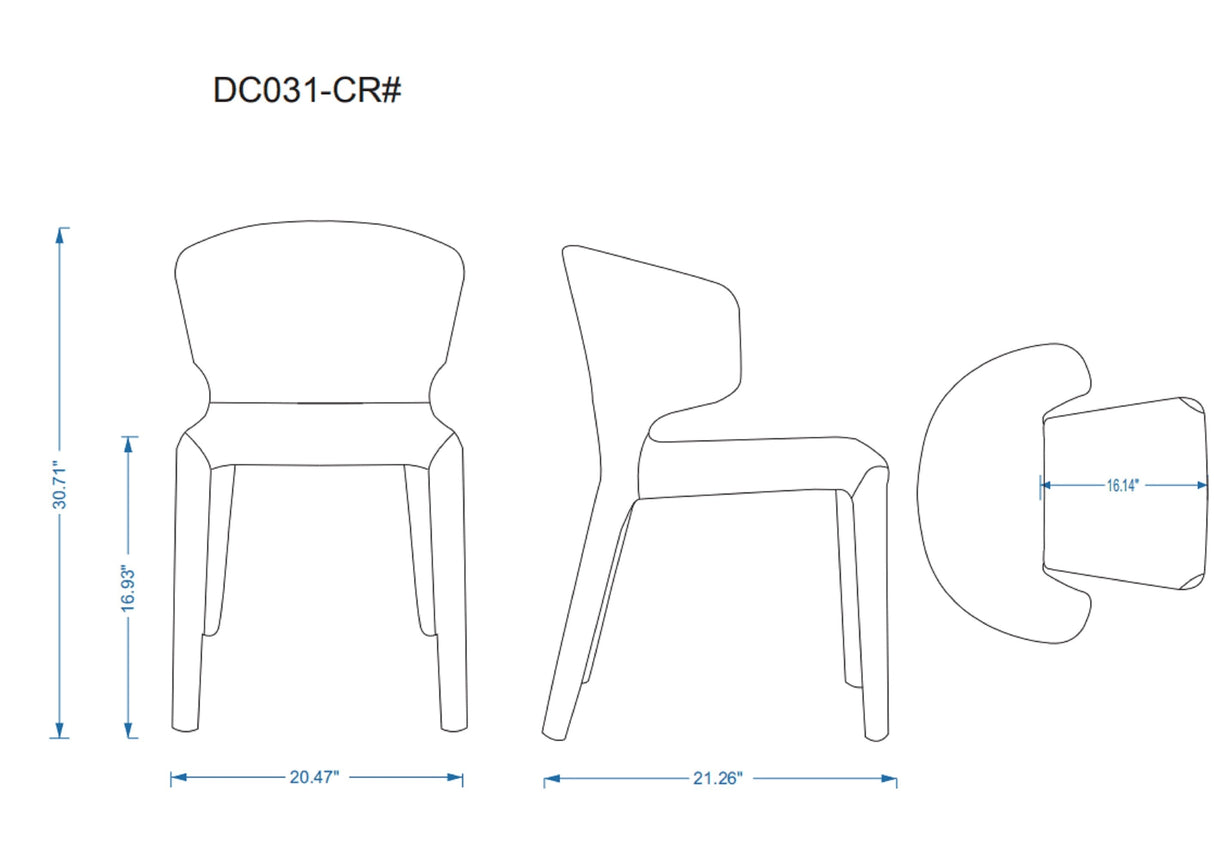Conrad Leather Dining Chair in Grey (set of 2) by Manhattan Comfort at Eve Furniture