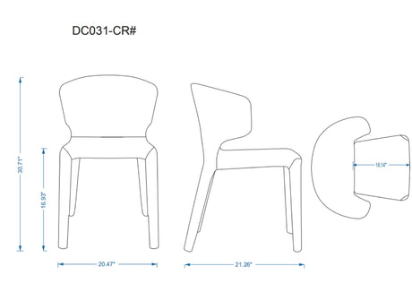Conrad Leather Dining Chair in Grey (set of 2) by Manhattan Comfort at Eve Furniture