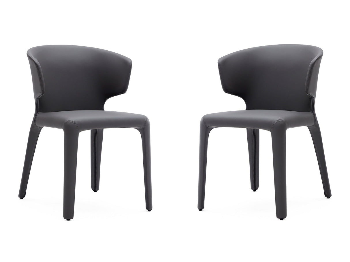 Conrad Leather Dining Chair in Grey (set of 2) by Manhattan Comfort at Eve Furniture