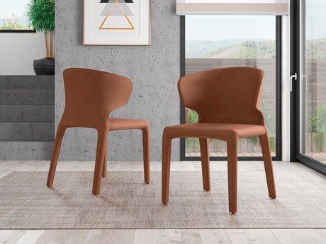 Conrad Leather Dining Chair in Saddle (set of 2) by Manhattan Comfort at Eve Furniture