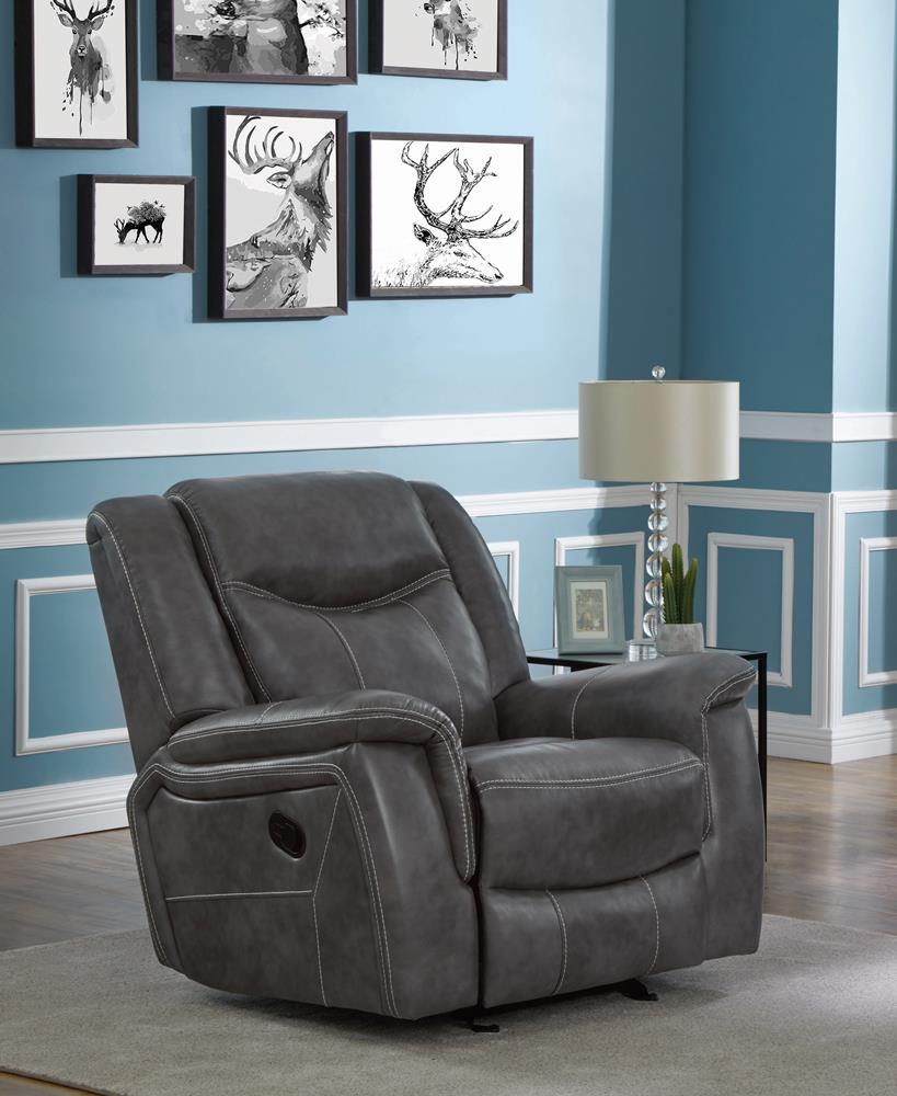 Conrad Upholstered Motion Glider Recliner Gray