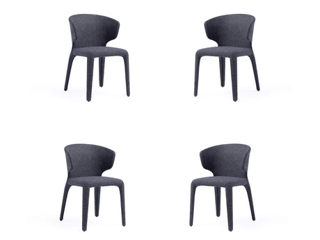 Conrad Woven Tweed Dining Chair in Black (set of 4) by Manhattan Comfort at Eve Furniture