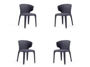 Conrad Woven Tweed Dining Chair in Black (set of 4) by Manhattan Comfort at Eve Furniture