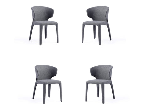 Conrad Woven Tweed Dining Chair in Grey (set of 4) by Manhattan Comfort at Eve Furniture